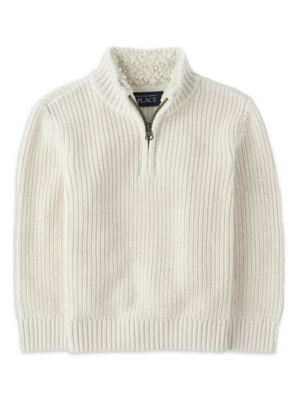 The Children's Place Cream Zip-Front Sherpa Sweater